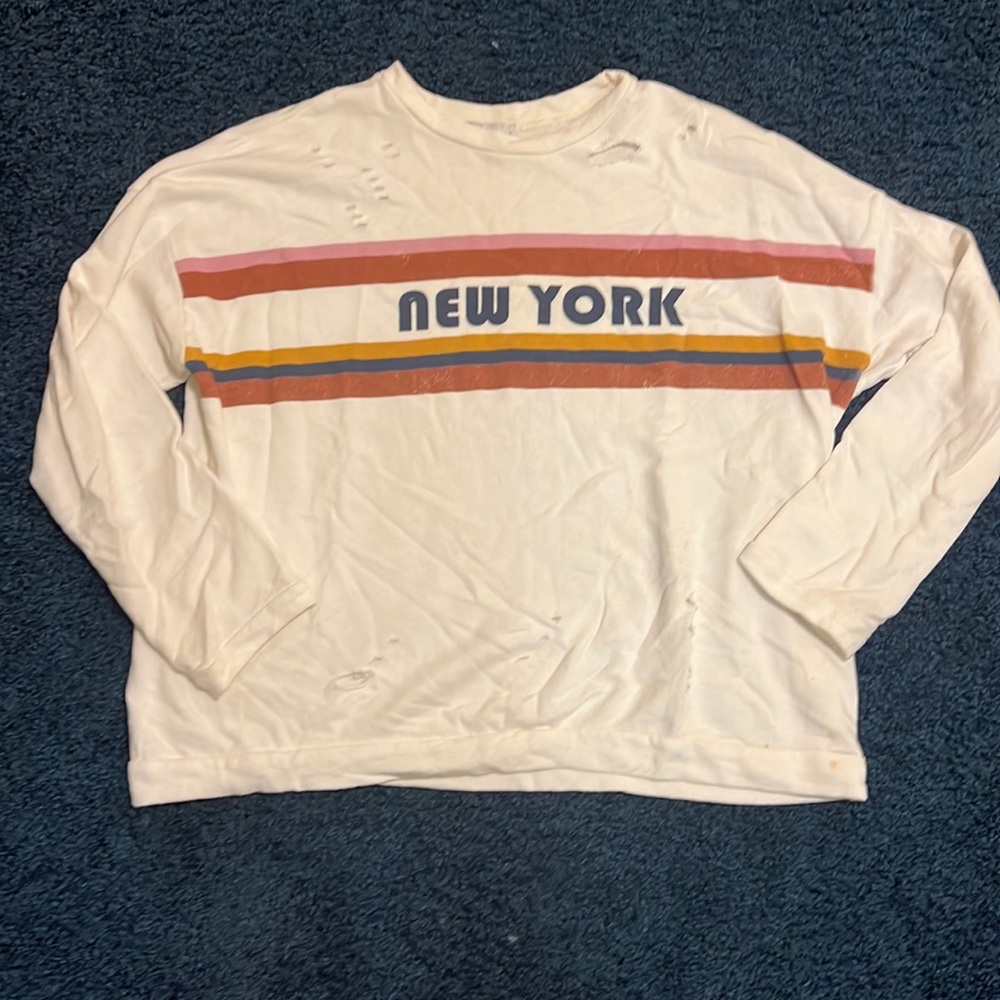 Large white New York crewneck